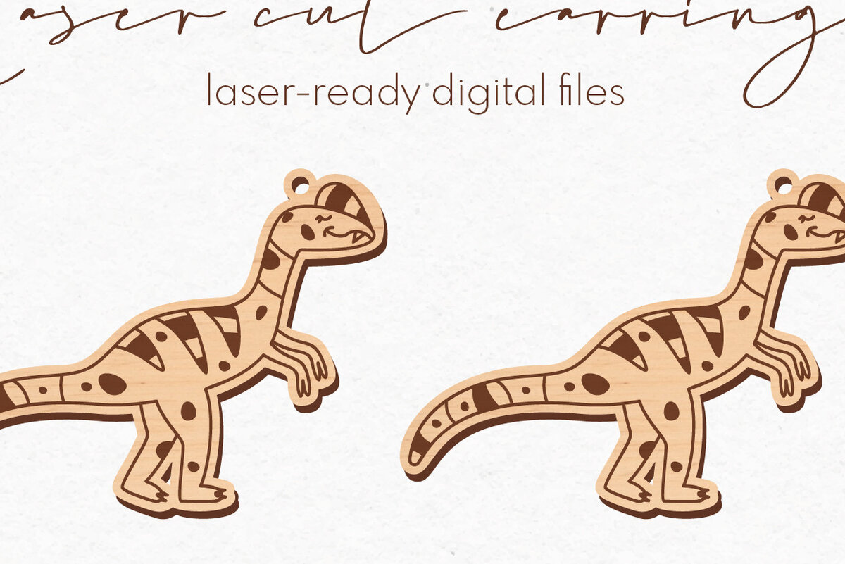 Intra απο ξύλο plywood 3mm-4mm πάχος -  κοπής με λέιζερ σκουλαρίκια Dinosaur Δίασταση 3x3 cm INTRAFABR-70254885