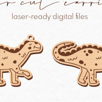 Intra απο ξύλο plywood 3mm-4mm πάχος -  κοπής με λέιζερ σκουλαρίκια Dinosaur Δίασταση 3x3 cm INTRAFABR-70443867 - Image 1