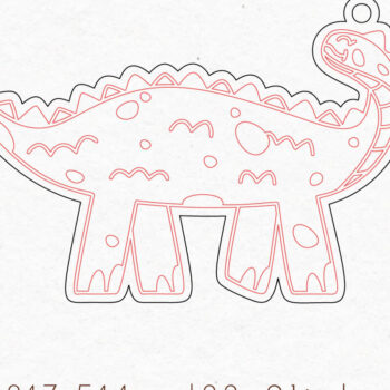 Intra απο ξύλο plywood 3mm-4mm πάχος -  κοπής με λέιζερ σκουλαρίκια Dinosaur Δίασταση 3x3 cm INTRAFABR-74658689 - Image 2