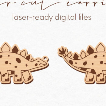 Intra απο ξύλο plywood 3mm-4mm πάχος -  με λέιζερ σκουλαρίκια δεινοσαύρων Δίασταση 3x3 cm INTRAFABR-69772771 - Image 1