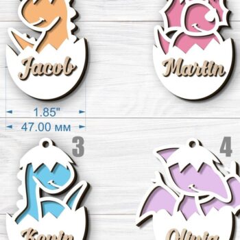 Intra απο ξύλο plywood 3mm-4mm πάχος - Δεινόσαυρος Πασχαλινό δώρο Ετικέτες , Laser Δίασταση 15x15 cm INTRAFABR-89731208 - Image 2