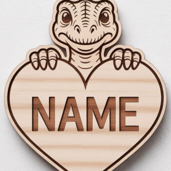 Intra απο ξύλο plywood 3mm-4mm πάχος - Μπρελόκ Όνομα Καρδιάς Δεινοσαύρου Δίασταση 4x4 cm INTRAFABR-122738153 - Image 5