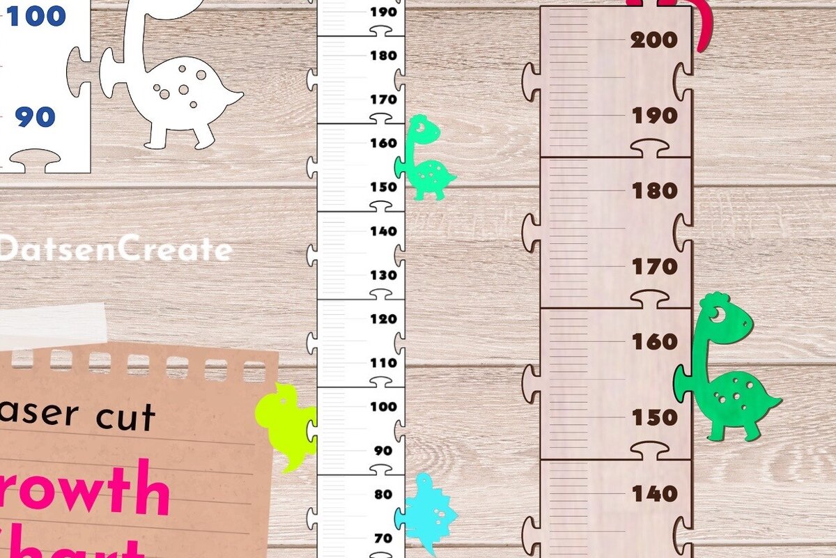 Intra απο ξύλο plywood 3mm-4mm πάχος - Διάγραμμα ανάπτυξης ύψους δεινοσαύρων, Ruller  Δίασταση 30x20 cm INTRAFABR-82435198