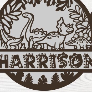 Intra απο ξύλο plywood 3mm-4mm πάχος - Πινακίδα ονόματος δεινοσαύρου Nursery Cut Laser Δίασταση 20x20 cm INTRAFABR-115955184 - Image 3