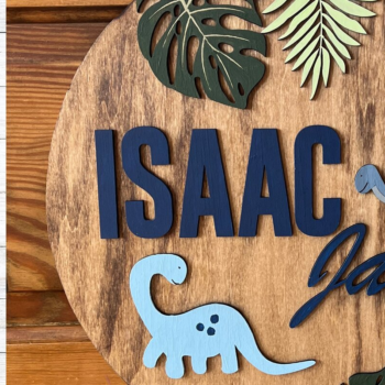 Intra απο ξύλο plywood 3mm-4mm πάχος - Σημάδι φυτωρίου δεινοσαύρων Δίασταση 4x4 cm INTRAFABR-115978659 - Image 1