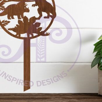 Intra απο ξύλο plywood 3mm-4mm πάχος - Δεινόσαυρος Scene Cake Topper  Laser Cut Δίασταση 30x20 cm INTRAFABR-84316668 - Image 1