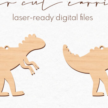 Intra απο ξύλο plywood 3mm-4mm πάχος - Σκουλαρίκια Dinosaur Silhouette |  Δίασταση 3x3 cm INTRAFABR-76881116 - Image 1