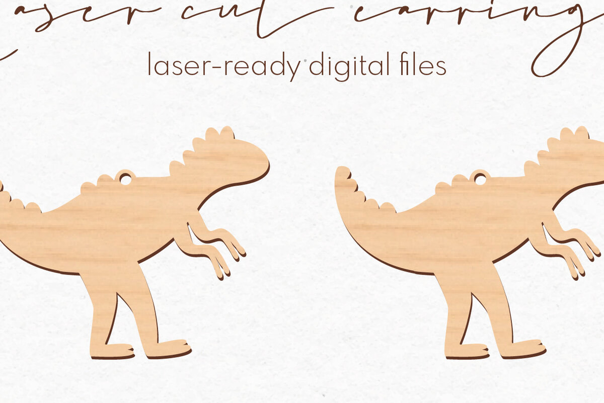 Intra απο ξύλο plywood 3mm-4mm πάχος - Σκουλαρίκια Dinosaur Silhouette |  Δίασταση 3x3 cm INTRAFABR-76881116