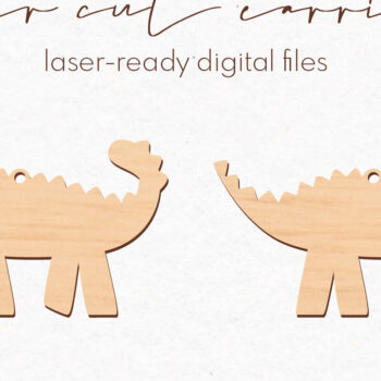 Intra απο ξύλο plywood 3mm-4mm πάχος - Σκουλαρίκια Dinosaur Silhouette |  Δίασταση 3x3 cm INTRAFABR-76933227 - Image 1