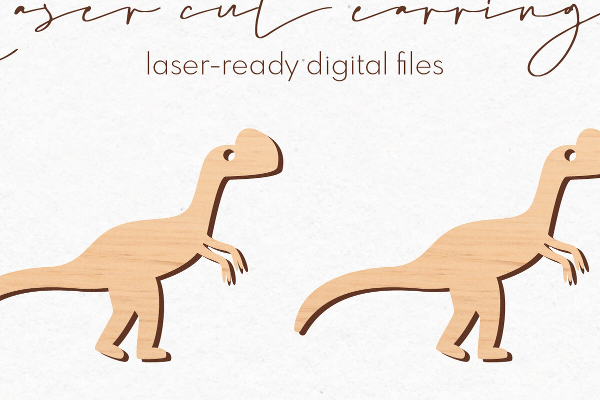 Intra απο ξύλο plywood 3mm-4mm πάχος - Σκουλαρίκια Dinosaur Silhouette |  Δίασταση 3x3 cm INTRAFABR-70910776