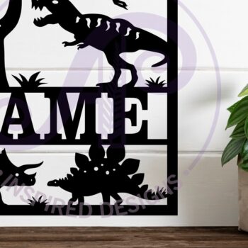 Intra απο ξύλο plywood 3mm-4mm πάχος - Τετράγωνο δεινοσαύρου με όνομα επιτοίχιο σημάδι ή κάρτα Δίασταση 30x20 cm INTRAFABR-112777973 - Image 2