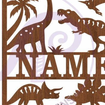 Intra απο ξύλο plywood 3mm-4mm πάχος - Τετράγωνο δεινοσαύρου με όνομα επιτοίχιο σημάδι ή κάρτα Δίασταση 30x20 cm INTRAFABR-112777973 - Image 4