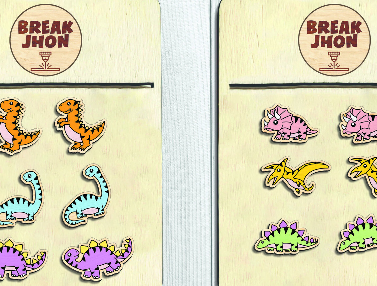 Intra απο ξύλο plywood 3mm-4mm πάχος - Dinosaur Stud Earrings  - Break Jhon Δίασταση 3x3 cm INTRAFABR-94958566