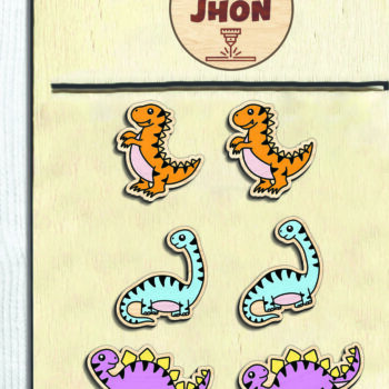 Intra απο ξύλο plywood 3mm-4mm πάχος - Dinosaur Stud Earrings - Break Jhon Δίασταση 3x3 cm INTRAFABR-94958566 - Image 2