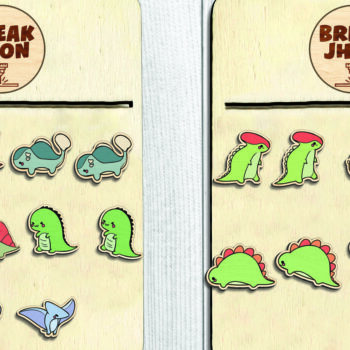 Intra απο ξύλο plywood 3mm-4mm πάχος - Dinosaur Stud Earrings - Break Jhon Δίασταση 3x3 cm INTRAFABR-94853804 - Image 1