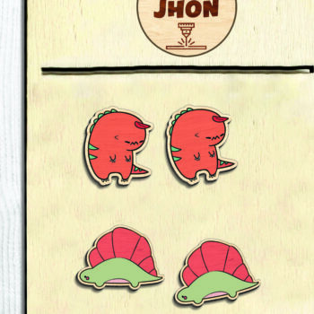 Intra απο ξύλο plywood 3mm-4mm πάχος - Dinosaur Stud Earrings - Break Jhon Δίασταση 3x3 cm INTRAFABR-94853804 - Image 3