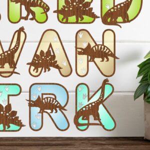 Intra απο ξύλο plywood 3mm-4mm πάχος - Δεινόσαυρος με ίχνη αλφαβήτου Δίασταση 30x20 cm INTRAFABR-71677870