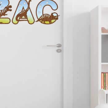 Intra απο ξύλο plywood 3mm-4mm πάχος - Δεινόσαυρος με ίχνη αλφαβήτου Δίασταση 30x20 cm INTRAFABR-71677870 - Image 2