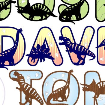 Intra απο ξύλο plywood 3mm-4mm πάχος - Δεινόσαυρος με ίχνη αλφαβήτου Δίασταση 30x20 cm INTRAFABR-71677870 - Image 3