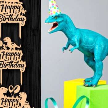 Intra απο ξύλο plywood 3mm-4mm πάχος - Dinosaurs Happy Birthday Topper Bundle Δίασταση 20x20 cm INTRAFABR-65746769 - Image 1