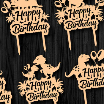 Intra απο ξύλο plywood 3mm-4mm πάχος - Dinosaurs Happy Birthday Topper Bundle Δίασταση 20x20 cm INTRAFABR-65746769 - Image 3
