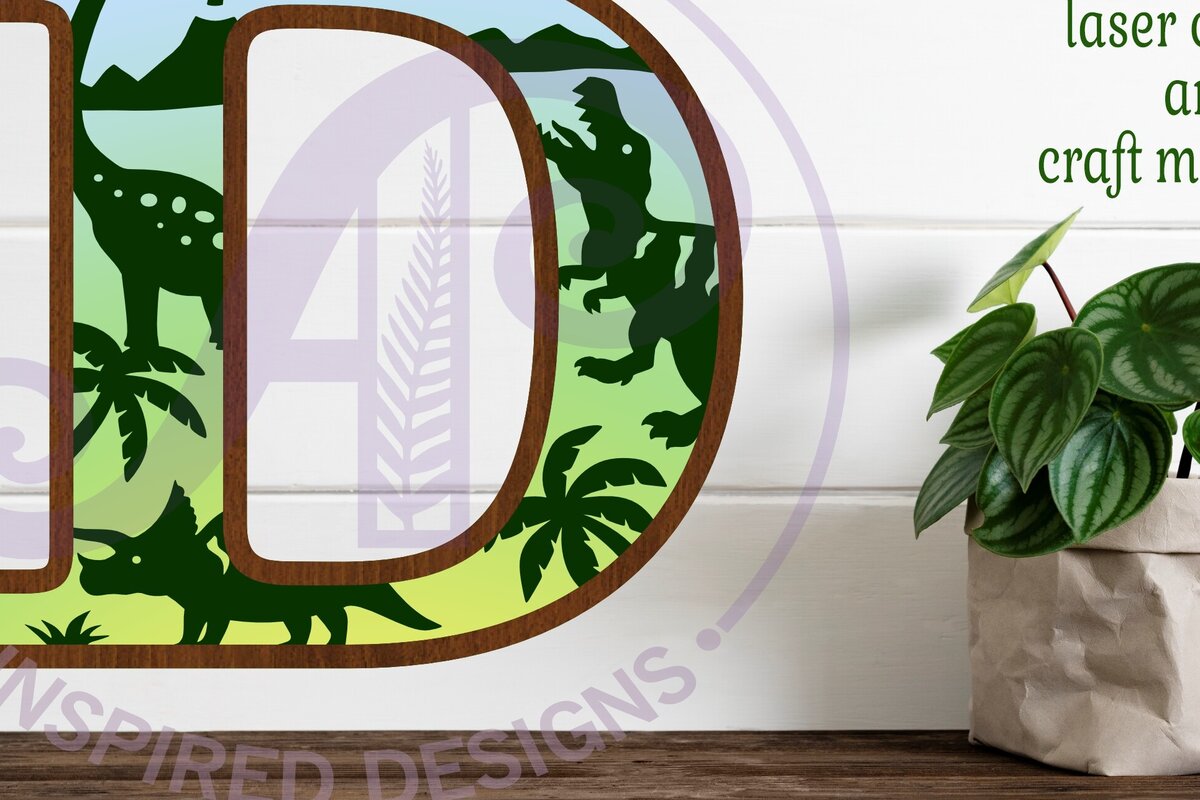 Intra απο ξύλο plywood 3mm-4mm πάχος - Dinosaurs Large D Wall Letter 3 Layer Δίασταση 30x20 cm INTRAFABR-114529885