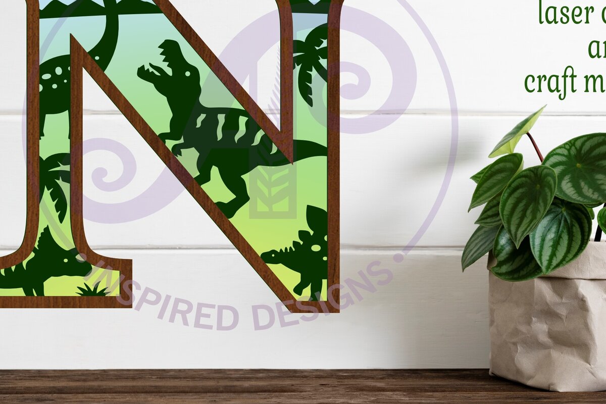 Intra απο ξύλο plywood 3mm-4mm πάχος - Dinosaurs Large N Wall Letter 3 Layer Δίασταση 30x20 cm INTRAFABR-114529683