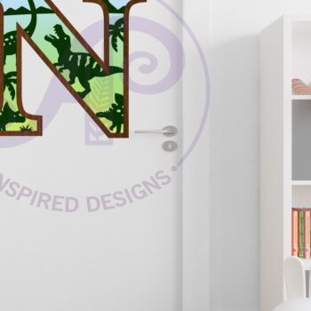 Intra απο ξύλο plywood 3mm-4mm πάχος - Dinosaurs Large N Wall Letter 3 Layer Δίασταση 30x20 cm INTRAFABR-114529683 - Image 3