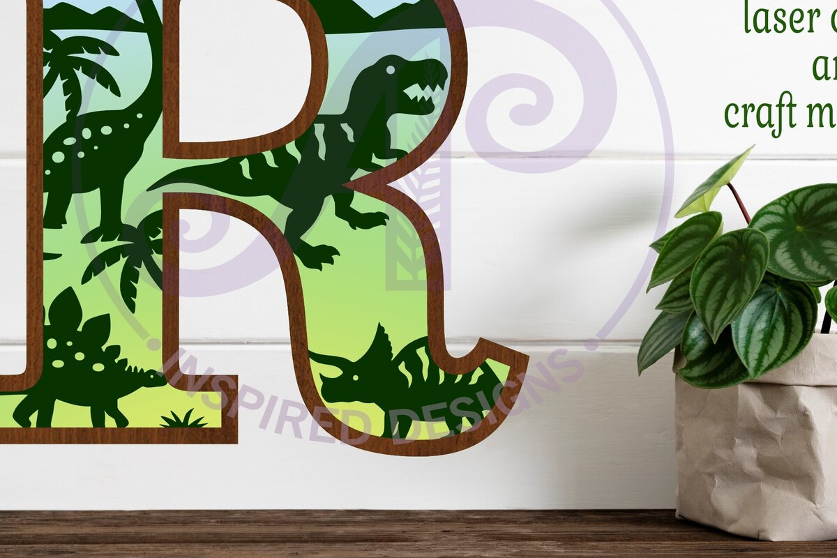 Intra απο ξύλο plywood 3mm-4mm πάχος - Dinosaurs Large R Wall Letter 3 Layer Δίασταση 30x20 cm INTRAFABR-114529630
