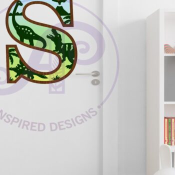 Intra απο ξύλο plywood 3mm-4mm πάχος - Dinosaurs Large S Wall Letter 3 Layer Δίασταση 30x20 cm INTRAFABR-114529621 - Image 3