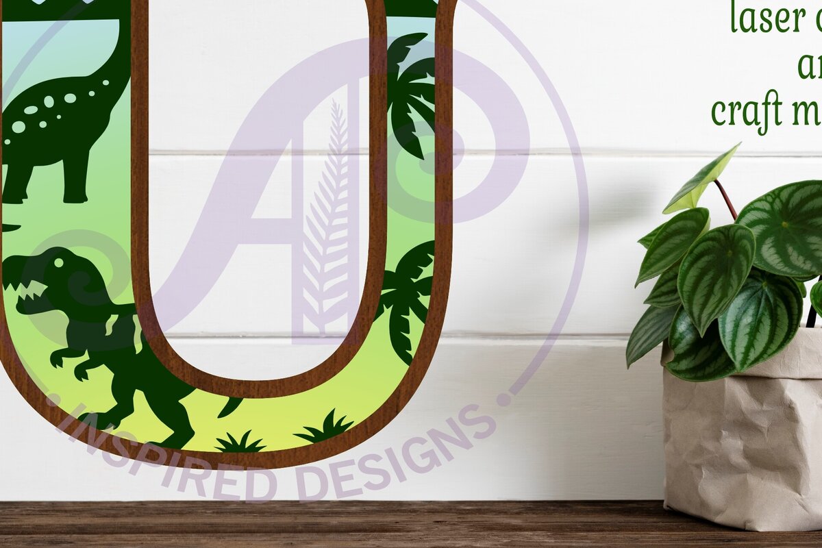Intra απο ξύλο plywood 3mm-4mm πάχος - Dinosaurs Large U Wall Letter 3 Layer Δίασταση 30x20 cm INTRAFABR-114529592