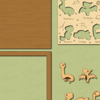 Intra απο ξύλο plywood 3mm-4mm πάχος - Εκπαιδευτικός πίνακας παζλ Δεινοσαύρων Δίασταση 40x50 cm INTRAFABR-66305386 - Image 4