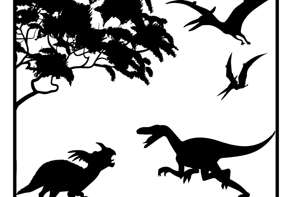 Intra απο ξύλο plywood 3mm-4mm πάχος - Δεινοσαύρων Silhouette  Δίασταση 30x20 cm INTRAFABR-36608721