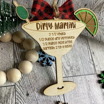 Intra απο ξύλο plywood 3mm-4mm πάχος - Dirty Martini Drink Ornament Laser  Δίασταση 6x6 cm INTRAFABR-50479813 - Image 2