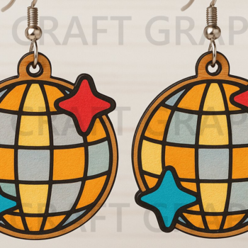 Intra απο ξύλο plywood 3mm-4mm πάχος - Disco Ball Σκουλαρίκια  Laser Cut Δίασταση 3x3 cm INTRAFABR-123663810 - Image 1