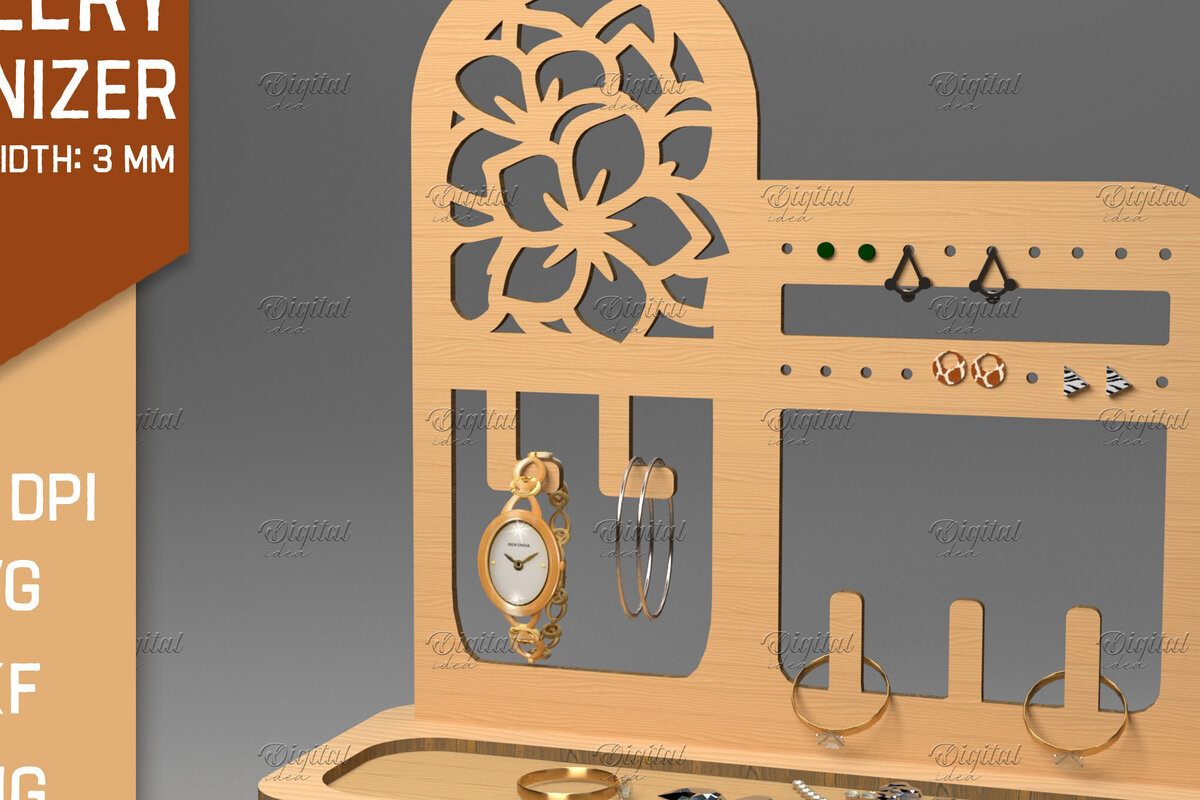 Intra απο ξύλο plywood 3mm-4mm πάχος - Οθόνη κοπής με λέιζερ. Διοργανωτής κοσμημάτων Δίασταση 30x20 cm INTRAFABR-83369186