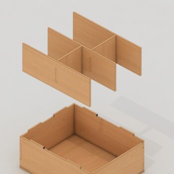 Intra απο ξύλο plywood 3mm-4mm πάχος - Διαιρεμένο κουτί με συρόμενη πόρτα,  Δίασταση 30x20 cm INTRAFABR-39960645 - Image 2