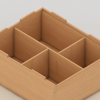 Intra απο ξύλο plywood 3mm-4mm πάχος - Διαιρεμένο κουτί με συρόμενη πόρτα,  Δίασταση 30x20 cm INTRAFABR-39960645 - Image 3