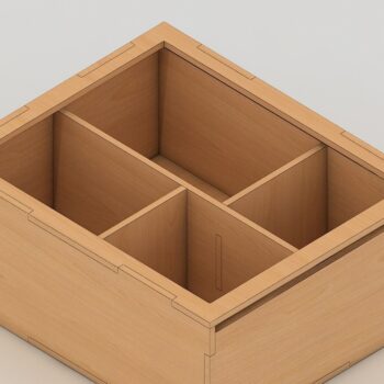 Intra απο ξύλο plywood 3mm-4mm πάχος - Διαιρεμένο κουτί με συρόμενη πόρτα,  Δίασταση 30x20 cm INTRAFABR-39960645 - Image 4