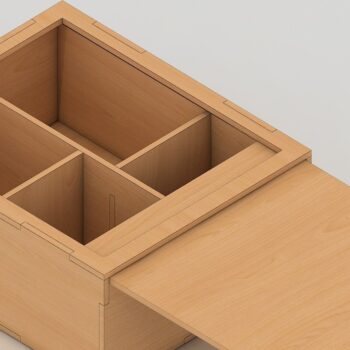 Intra απο ξύλο plywood 3mm-4mm πάχος - Διαιρεμένο κουτί με συρόμενη πόρτα,  Δίασταση 30x20 cm INTRAFABR-39960645 - Image 5