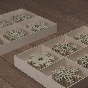 Intra απο ξύλο plywood 3mm-4mm πάχος - Χωρισμένο κουτί δώρου και σουβέρ με νιφάδες χιονιού Δίασταση 30x20 cm INTRAFABR-44666016