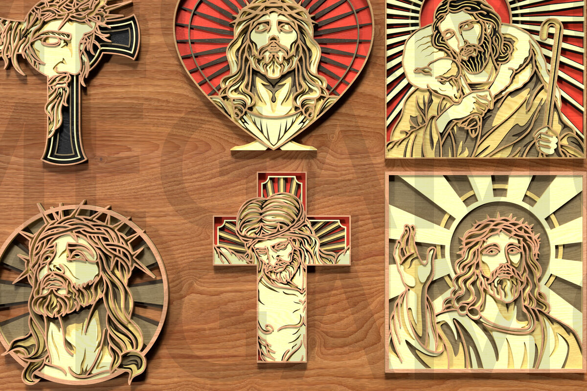 Intra απο ξύλο plywood 3mm-4mm πάχος - Σετ Divine Jesus  – Layered Grace Δίασταση 40x50 cm INTRAFABR-122660025
