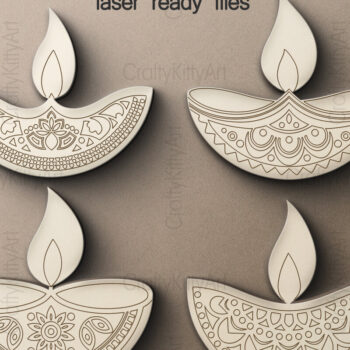 Intra απο ξύλο plywood 3mm-4mm πάχος - Χειροτεχνία χρωματισμού κεριών Diwali με λέιζερ Δίασταση 6x6 cm INTRAFABR-107953595 - Image 2