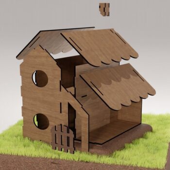 Intra απο ξύλο plywood 3mm-4mm πάχος -  με λέιζερ DIY Birdhouse Δίασταση 20x20 cm INTRAFABR-114210422 - Image 2