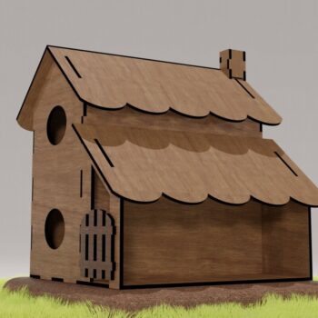 Intra απο ξύλο plywood 3mm-4mm πάχος -  με λέιζερ DIY Birdhouse Δίασταση 20x20 cm INTRAFABR-114210422 - Image 7