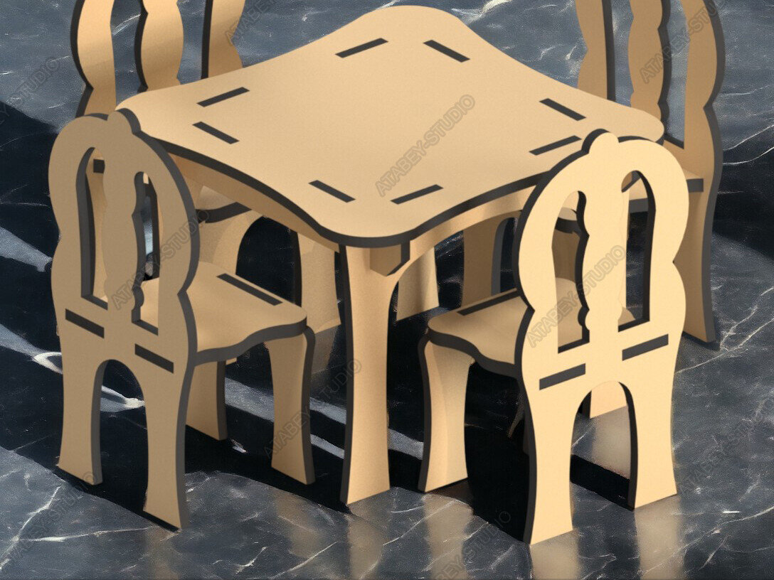 Intra απο ξύλο plywood 3mm-4mm πάχος - Σετ γραφείου και μίνι καρέκλας DIY Dollhouse Δίασταση 4x4 cm INTRAFABR-92958411