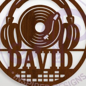 Intra απο ξύλο plywood 3mm-4mm πάχος - DJ και όνομα δίσκου Wall Art Sign,  Δίασταση 40x50 cm INTRAFABR-123118023