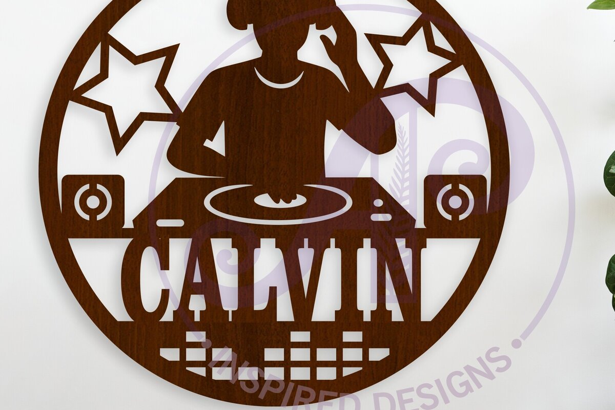 Intra απο ξύλο plywood 3mm-4mm πάχος - Όνομα DJ Wall Art Sign,  Personalized Δίασταση 40x50 cm INTRAFABR-122918910