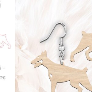 Intra απο ξύλο plywood 3mm-4mm πάχος -  κοπής με λέιζερ Doberman Dog Earrings Δίασταση 900x900 cm INTRAFABR-119131310