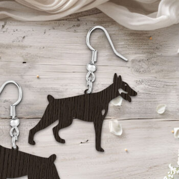Intra απο ξύλο plywood 3mm-4mm πάχος -  κοπής με λέιζερ Doberman Dog Earrings Δίασταση 900x900 cm INTRAFABR-119131310 - Image 2